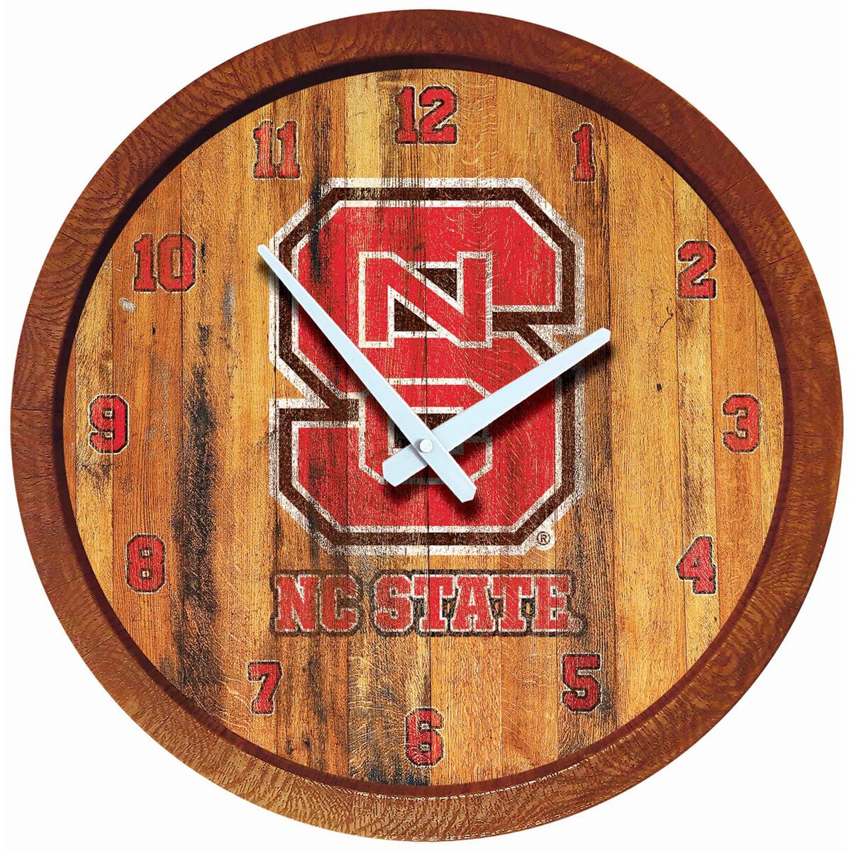 Wooden Barrel Wall Clock - Weathere